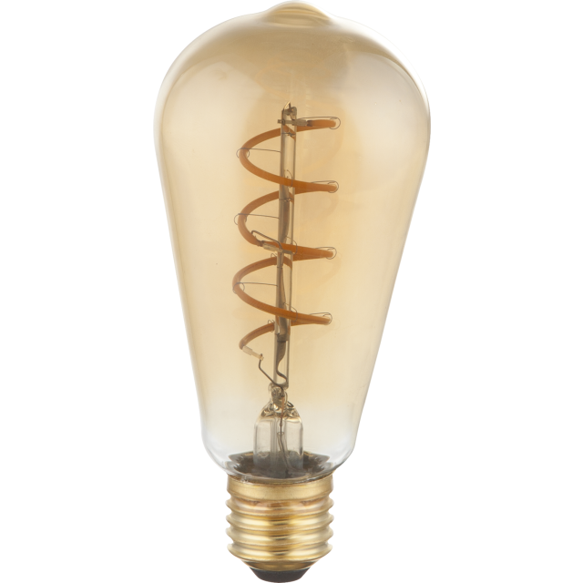 DUBAN LED Leuchtmittel messing, Glas amber, E27 Edison LED Filament, Birnenform,, D:64, H:141, inkl.