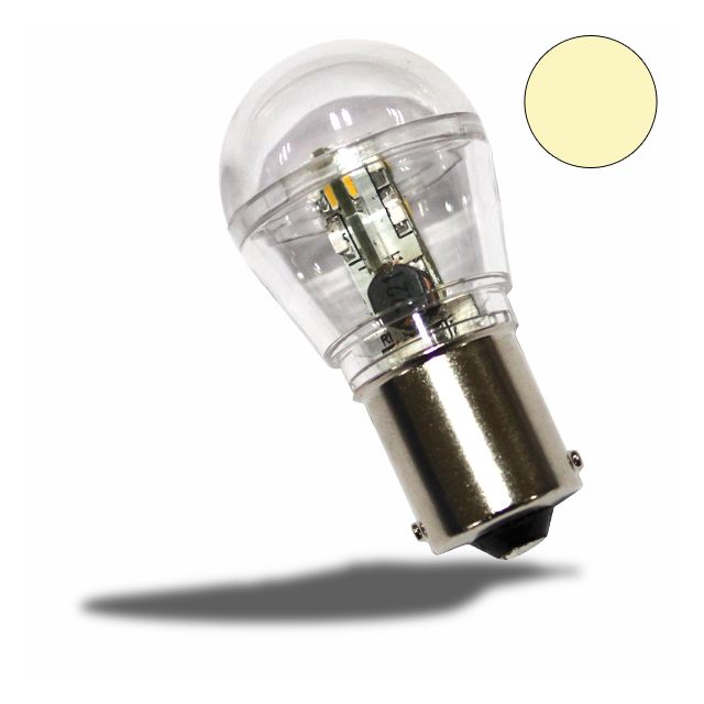 LED BA15S Birne, 10-30V/DC,  16SMD, 0,7 Watt, warmweiß