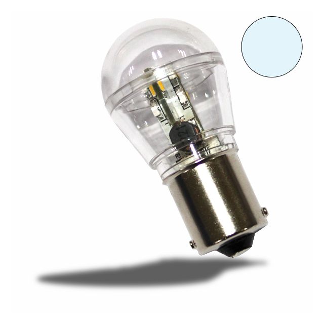 LED BA15S Birne, 10-30V/DC,  16SMD, 0,7 Watt, kaltweiß