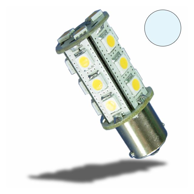 LED BA15S Leuchtmittel, 10-30V/DC,  18SMD 2,5 Watt, kaltweiß
