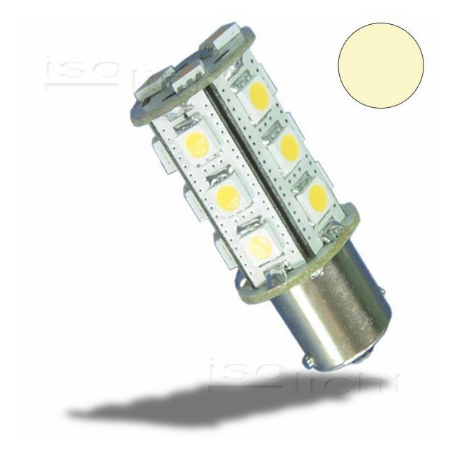 LED BA15S Leuchtmittel, 10-30V/DC,  18SMD, 3 Watt, warmweiß