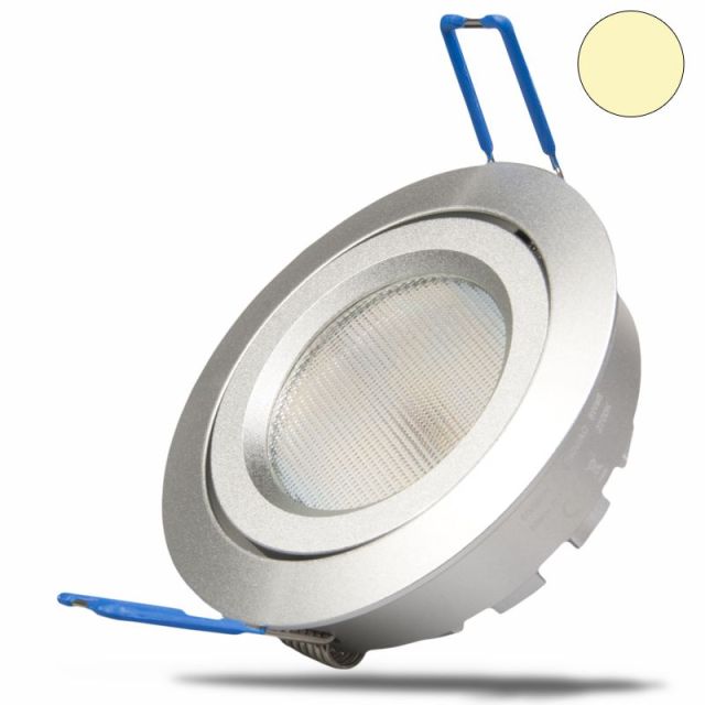 LED Einbaustrahler SMD, 8W, 120°, silber, rund, warmweiß, dimmbar