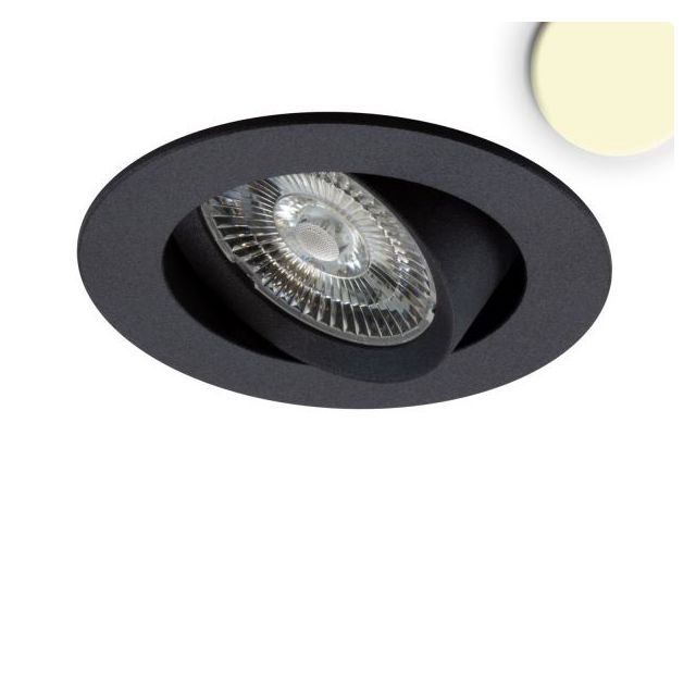 LED Einbauleuchte FLAT68 schwarz, rund, 9W, warmweiß, dimmbar