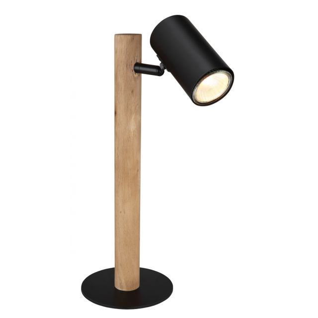 Tischleuchte Holz dunkelbraun, 1x GU10 LED