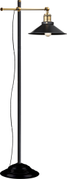 LENIUS Stehleuchte Metall schwarz, altmessing, verstellbar, Schalter, LxBxH:500x300x1550, exkl. 1xE2