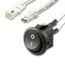 Plug&PlayF Einbauschalter Ein/Aus, female-Buchse und male-Stecker, 30cm+200cm, 2-polig, weiß, max. 5