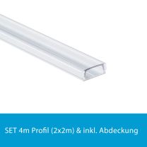 Profi LED SET 4M (2x2M) Aufbauprofil Mini 12 klar inkl. Abdeckung klar