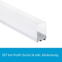 Profi LED SET 6M (3x2M) Aufbauprofil Micro 12 inkl. hoher milchiger Abdeckung