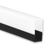 Profi LED Aufbauprofil Maxi 12 schwarz, 2 Meter inkl. hoher milchiger Abdeckung
