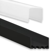 Profi LED Aufbauprofil Mini 24 flach schwarz, 2 Meter inkl. milchiger Abdeckung