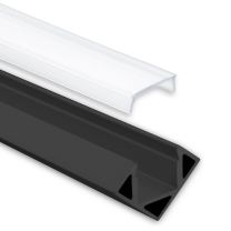 Profi LED Eckprofil Mini 11 schwarz, 2 Meter inkl. flacher milchiger Abdeckung