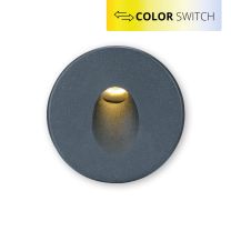 LED Treppenbeleuchtung Farbe einstellbar, rund, schwarz, R1, 230V, 3W, IP44 inkl. Einputzdose