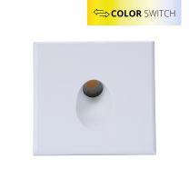 LED Treppenbeleuchtung Farbe einstellbar, eckig, weiß, E1, 230V, 3W, IP44 inkl. Einputzdose